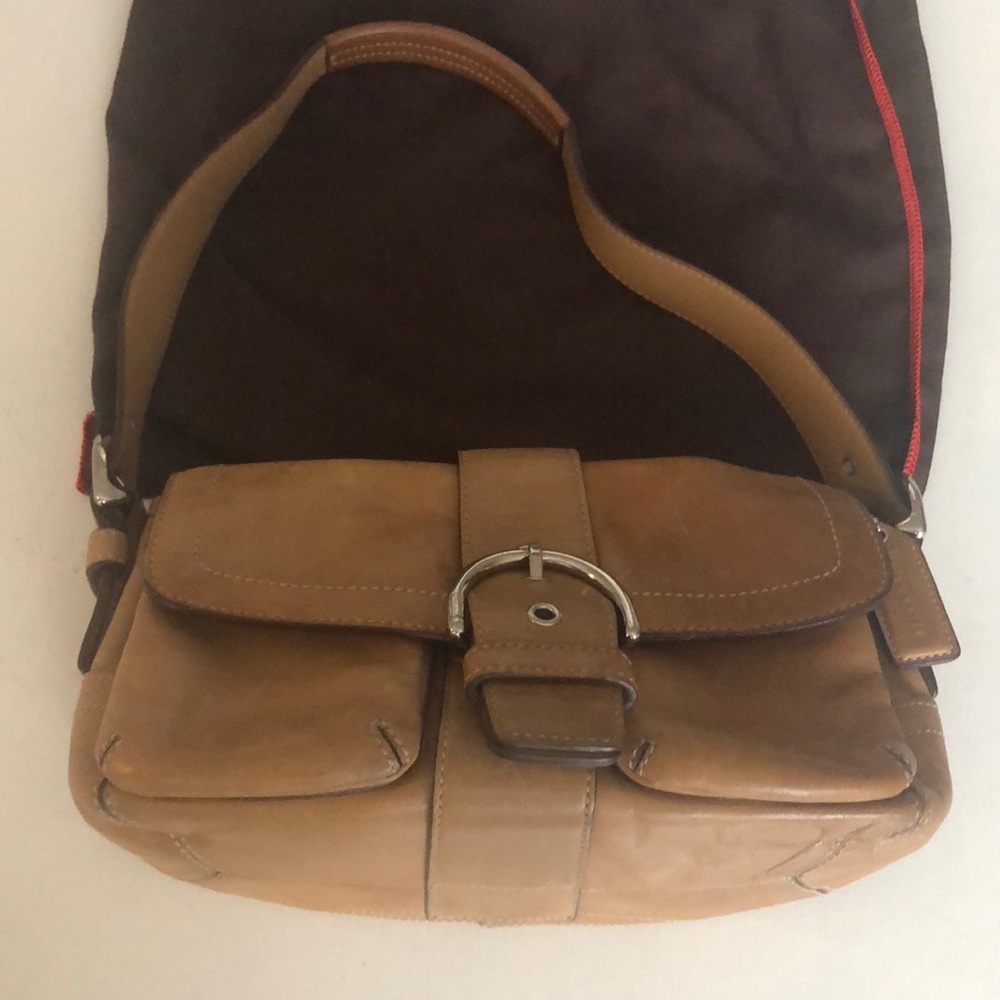 Tan leather coach bag